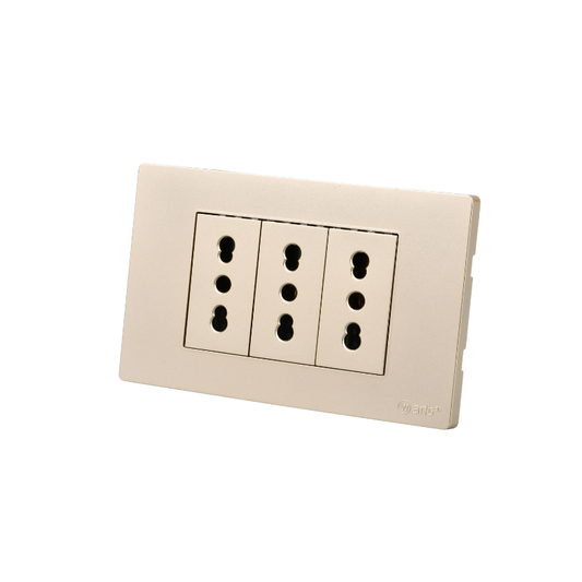 Tomacorriente Triple Puenteado Armado 16A Dorado SEC