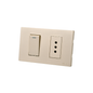 Interruptor Puenteado Armado 9/12 16A + Tomacorriente 10A Dorado SEC