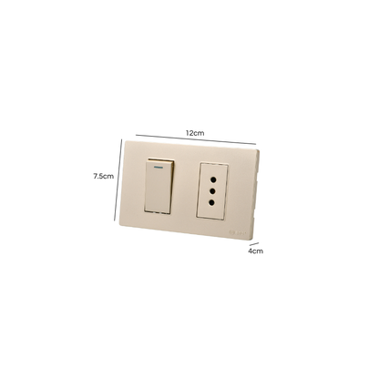 Interruptor Puenteado Armado 9/12 16A + Tomacorriente 10A Dorado SEC