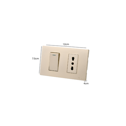 Interruptor Puenteado Armado 9/12 16A + Tomacorriente 16A Dorado SEC