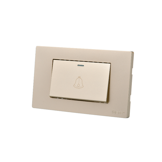 Interruptor Pulsador Simple 10A Dorado