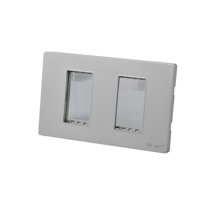 Placa Doble Metal Con Soporte Plateado/Negro
