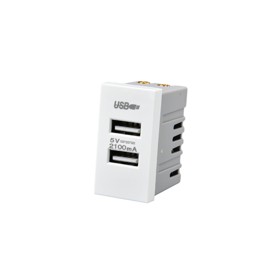 Modulo Doble Usb Met 250v Blanco