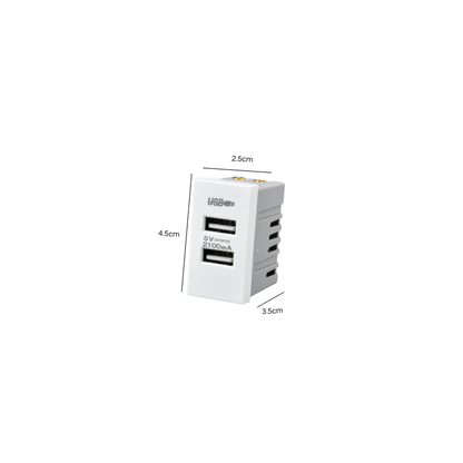 Modulo Doble Usb Met 250v Blanco