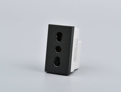 Modulo Tomacorriente Met 16A 250v Plateado/Negro
