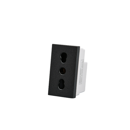 Modulo Tomacorriente Met 16A 250v Plateado/Negro