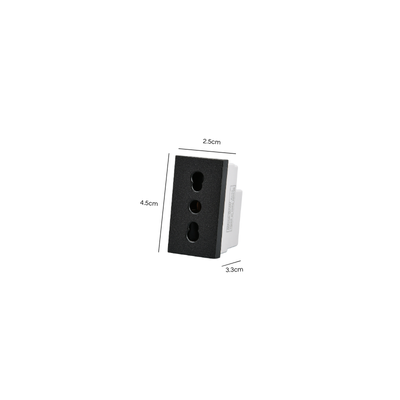 Modulo Tomacorriente Met 16A 250v Plateado/Negro
