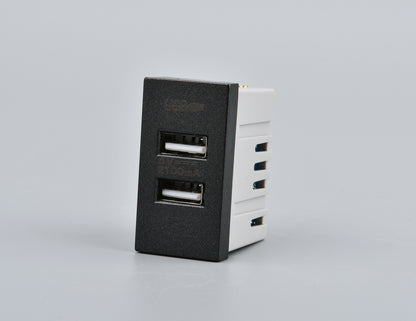 Modulo Doble Usb Met 250v Plateado/Negro