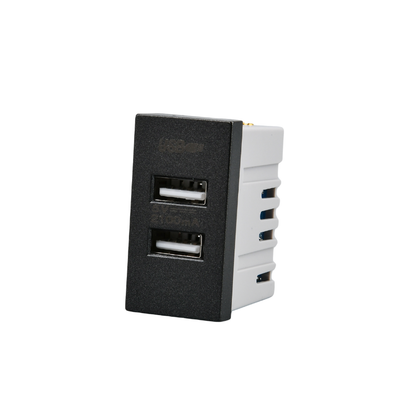 Modulo Doble Usb Met 250v Plateado/Negro