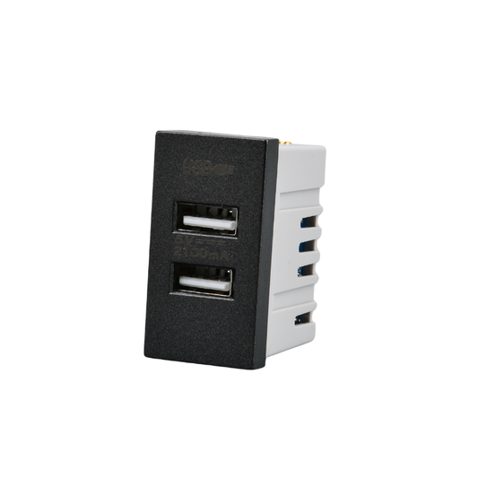 Modulo Doble Usb Met 250v Plateado/Negro