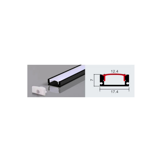 Perfil 2 metros 509 Sobrepuesto Color Negro 0.5mm Pack 10 unidades