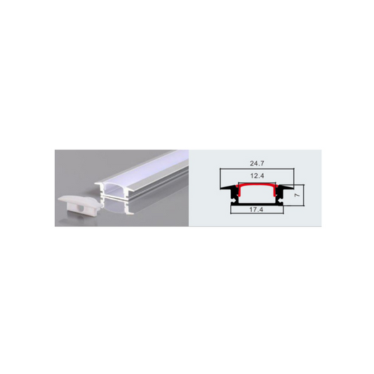 Perfil 2 metros 508 Embutido Color Aluminio 0.5mm Pack 10 unidades