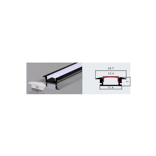 Perfil 2 metros 508 Embutido Color Negro 0.5mm Pack 10 unidades