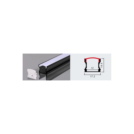 Perfil 2 metros 1714 Sobrepuesto Alto Color Negro 0.6mm Pack 10 unidades