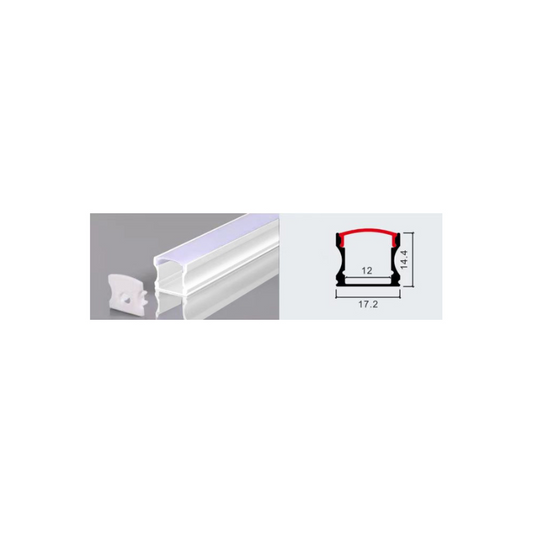 Perfil 2 metros 1714 Sobrepuesto Alto Color Aluminio 0.6mm Pack 10 unidades