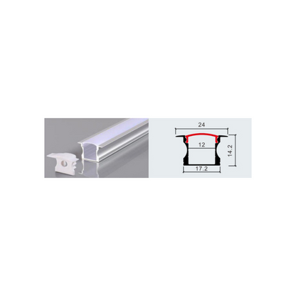 Perfil 2 metros 1714 Sobrepuesto Alto Color Aluminio 0.6mm Pack 10 unidades