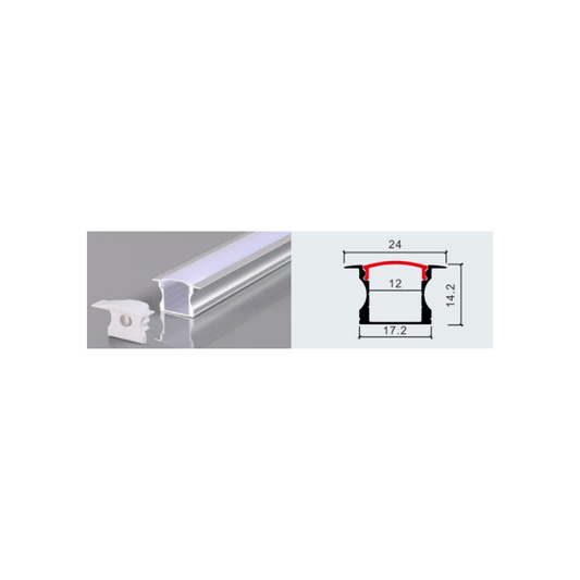 Perfil 2 metros 1714 Sobrepuesto Alto Color Aluminio 0.6mm Pack 10 unidades