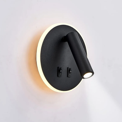 Aplique Led Dirigible Redondo Negro Luz Calida 3W+8W