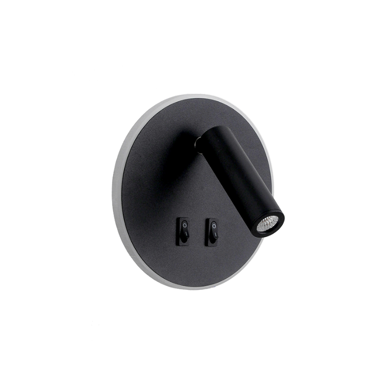 Aplique Led Dirigible Redondo Negro Luz Calida 3W+8W