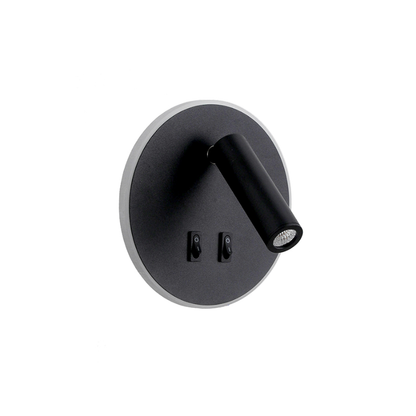 Aplique Led Dirigible Redondo Negro Luz Calida 3W+8W