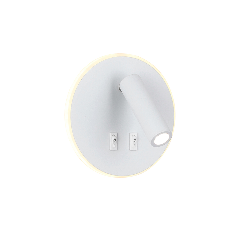 Aplique Led Dirigible Redondo Blanco Luz Calida 3W+8W