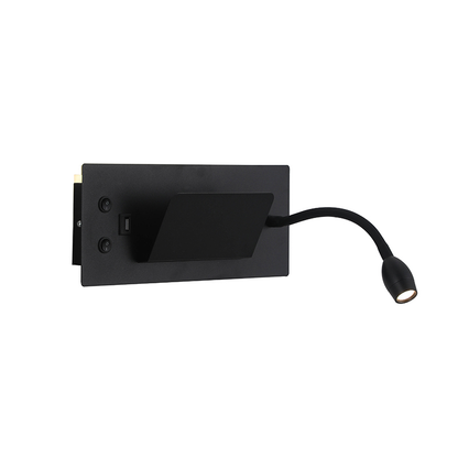 Aplique Led Dirigible Cuadrado Negro Luz Calida 3W+5W USB