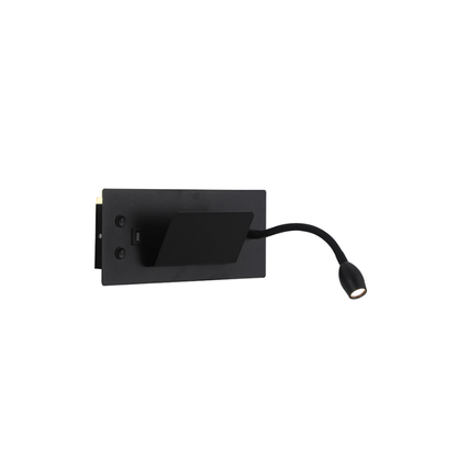 Aplique Led Dirigible Cuadrado Negro Luz Calida 3W+5W USB