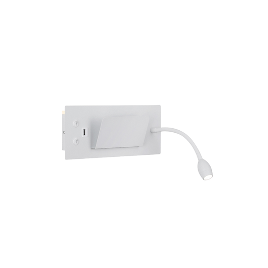 Aplique Led Dirigible Cuadrado Blanco Luz Calida 3W+5W USB