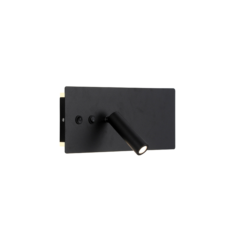 Aplique Led Dirigible Cuadrado Negro Luz Calida 3W+10W