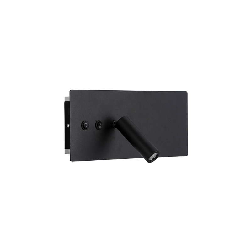 Aplique Led Dirigible Cuadrado Negro Luz Calida 3W+10W