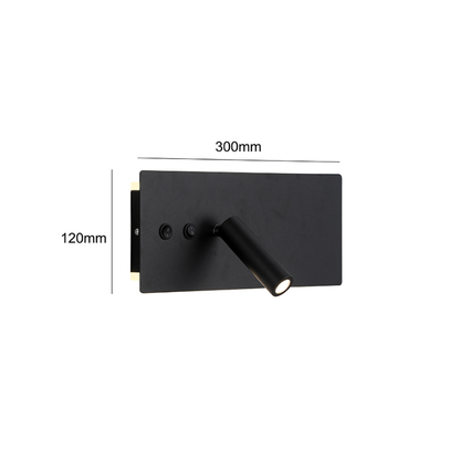 Aplique Led Dirigible Cuadrado Negro Luz Calida 3W+10W