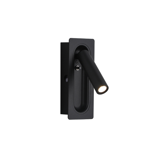 Aplique Led Dirigible Rectangular Negro Luz Calida 3W