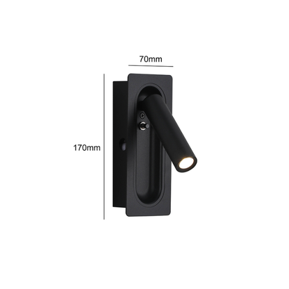 Aplique Led Dirigible Rectangular Negro Luz Calida 3W