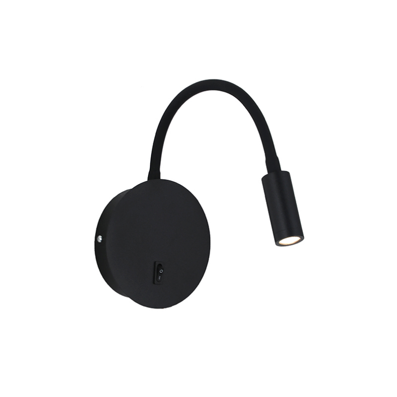 Aplique Led Dirigible Redondo Negro Luz Calida 3W