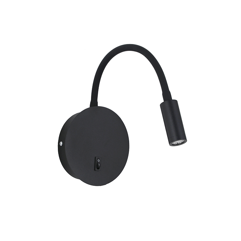 Aplique Led Dirigible Redondo Negro Luz Calida 3W