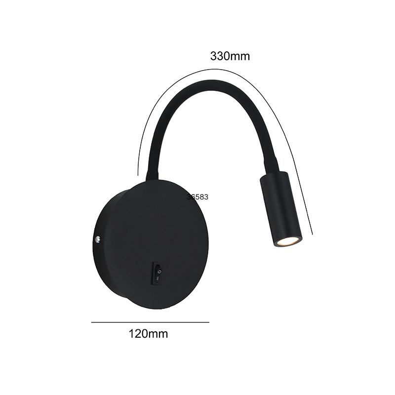 Aplique Led Dirigible Redondo Negro Luz Calida 3W