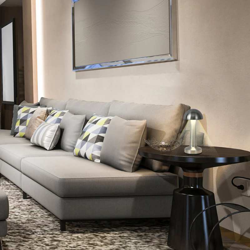 Lampara Led Gris Modelo Hongo Tactil Recargable con Usb