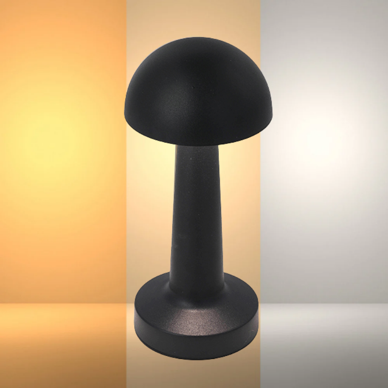 Lampara Led Negra Modelo Hongo Tactil Recargable con Usb