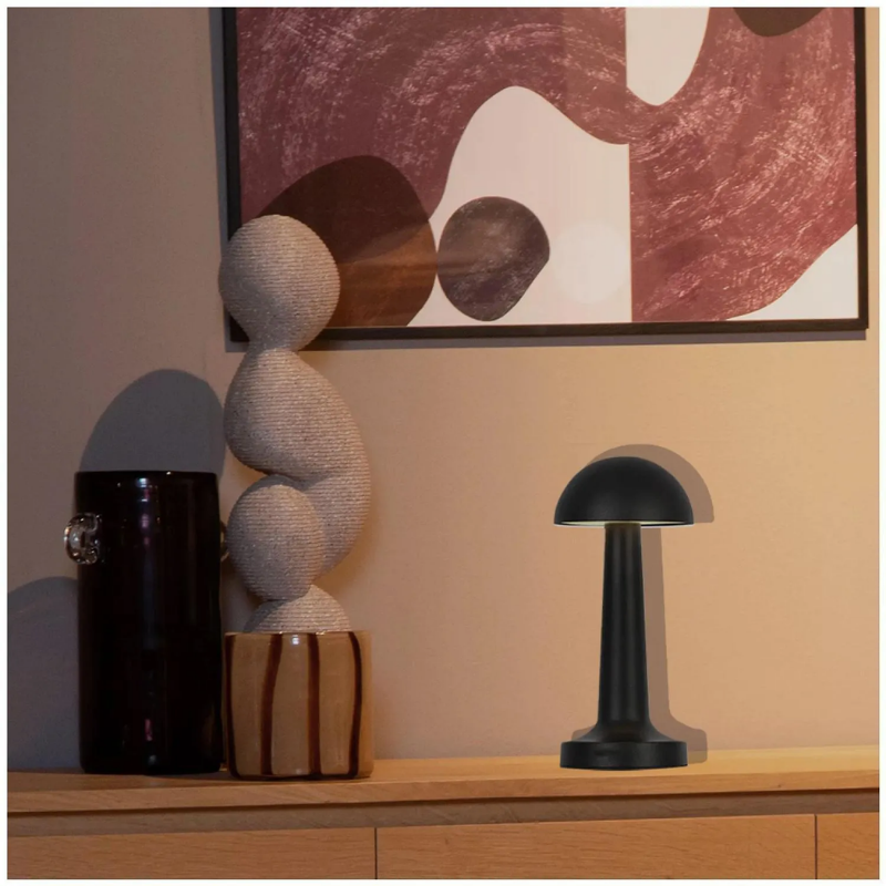 Lampara Led Negra Modelo Hongo Tactil Recargable con Usb