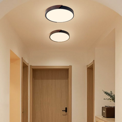 Lámpara Led Modelo Hinata C/Control Redonda Sobrepuesta 48w 50cm Mdf Negra 3000-4000-6000k
