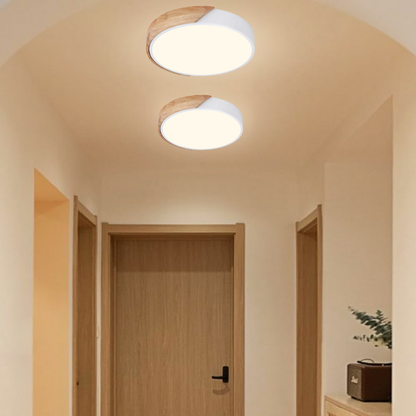 Lámpara Led Modelo Hinata C/Control Redonda Sobrepuesta 24w 30cm Mdf Blanca 3000-4000-6000k
