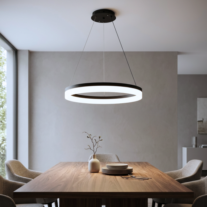 Lámpara Led Negra Aro 60cm 36W CCT Modelo Zora