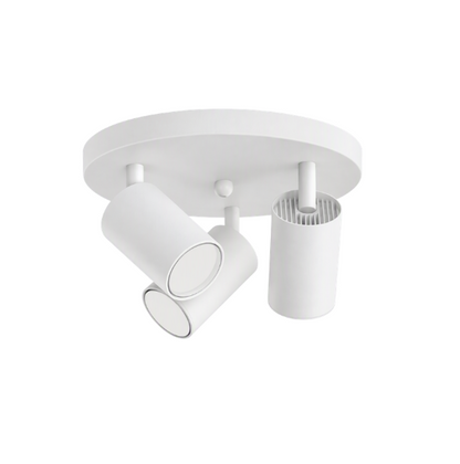 Aplique Blanco  Base Redonda Porta Ampolleta Dicroica Triple Dirigible