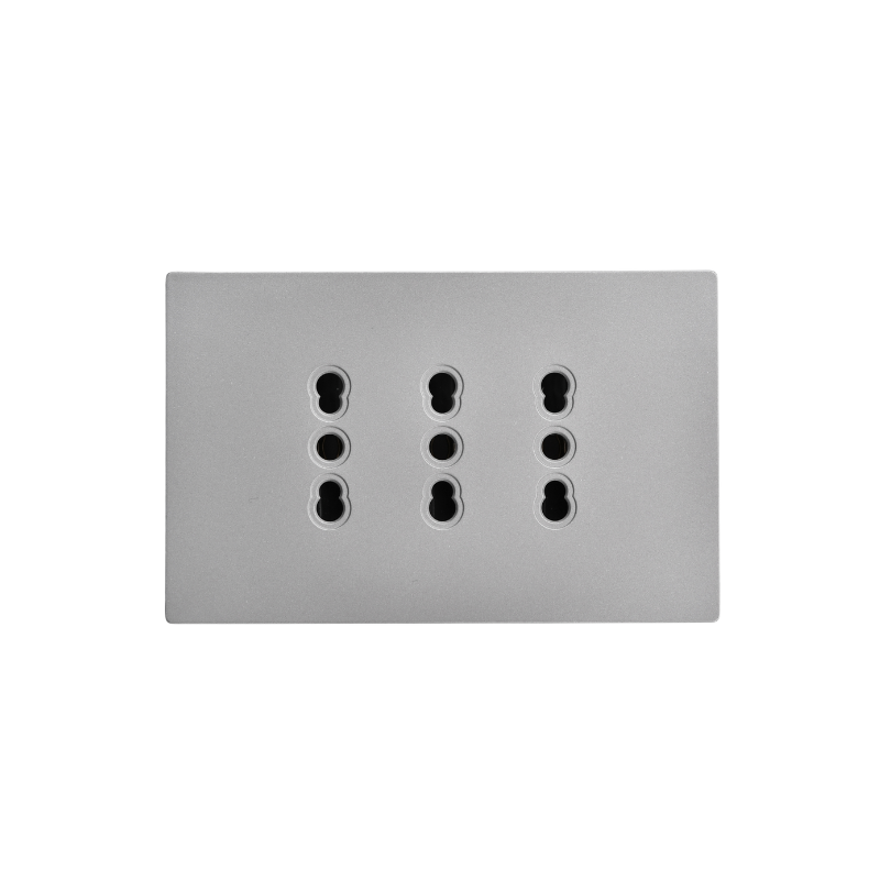 Tomacorriente Triple Puenteado 10/16A Gris Plano SEC