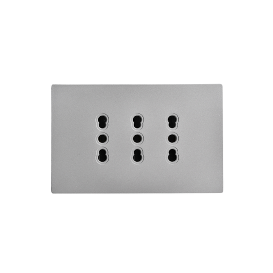 Tomacorriente Triple Puenteado 10/16A Gris Plano SEC