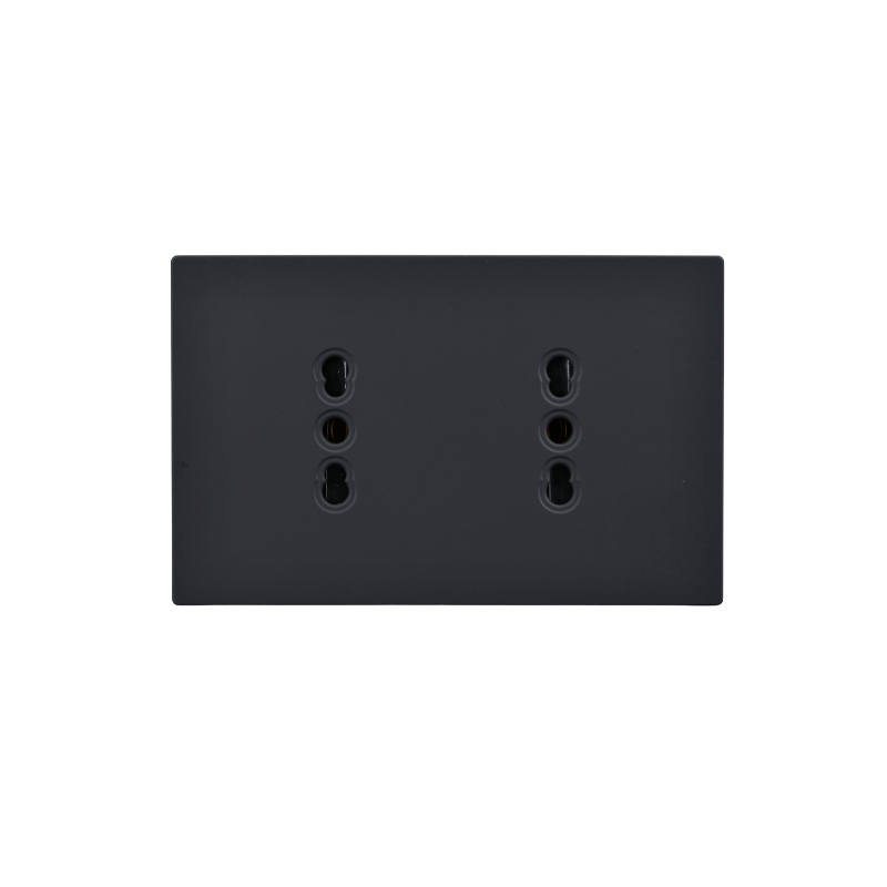 Tomacorriente Doble Puenteado 10/16A Negro Plano SEC