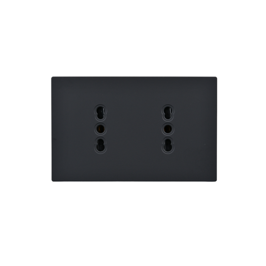 Tomacorriente Doble Puenteado 10/16A Negro Plano SEC
