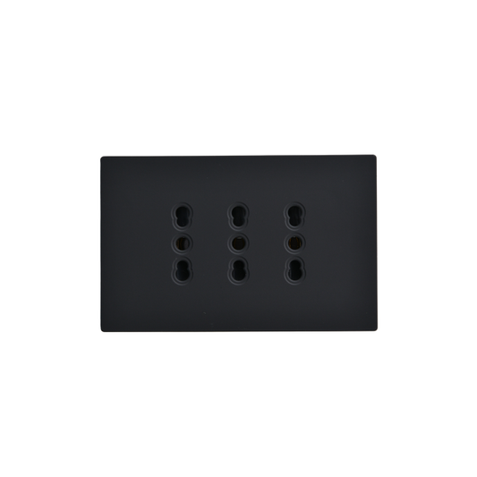 Tomacorriente Triple Puenteado 10/16A Negro Plano SEC