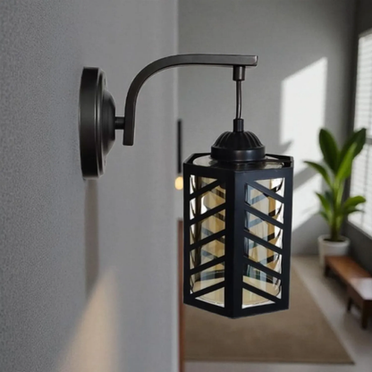 Aplique Negro Aluminio Vidrio Porta E27 Simple Modelo Schwer