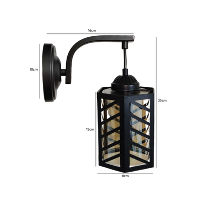 Aplique Negro Aluminio Vidrio Porta E27 Simple Modelo Schwer